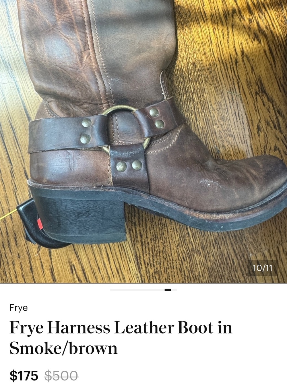 Frye Smoke/Brown Harness Mid-Calf Leather Boot - Picture 8 of 10